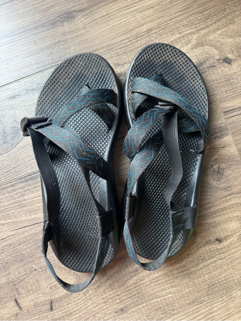 Chaco Men’s Black Sandals with Black & Teal Accent Straps